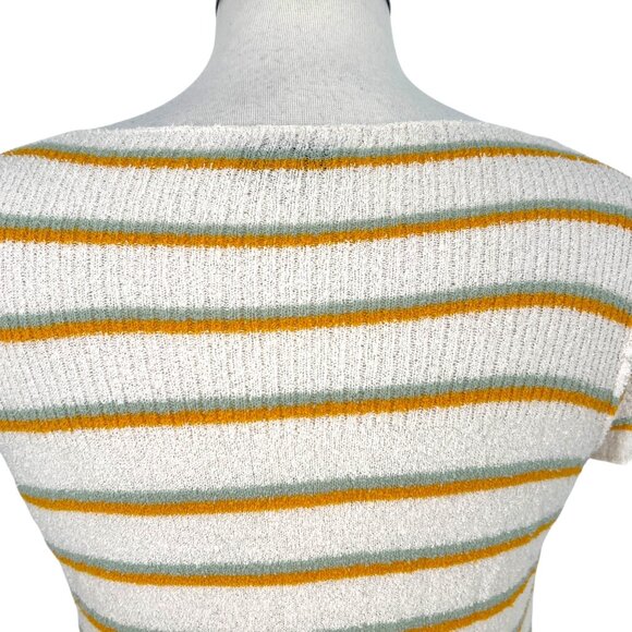 Madewell Striped Short Sleeve Sweater Top White Yellow Size Small - Picture 5 of 9